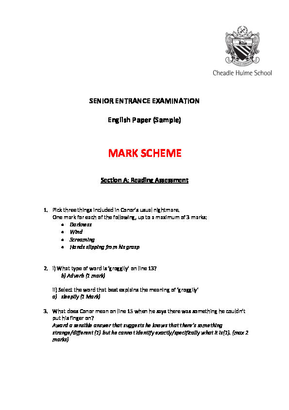 Cheadle Hulme School: 11+ English