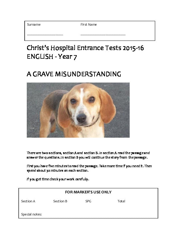 Christ's Hospital: 11+ English (2015)