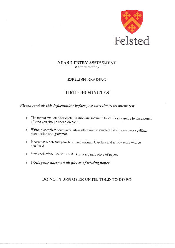 Felsted School: 11+ English (2021)