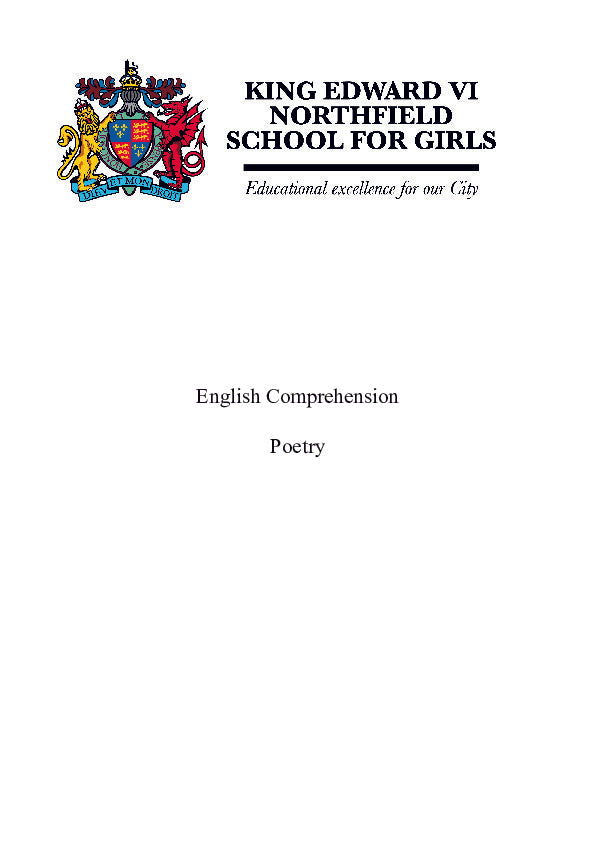 King Edward VI High School for Girls: 11+ English  [Version: 2]