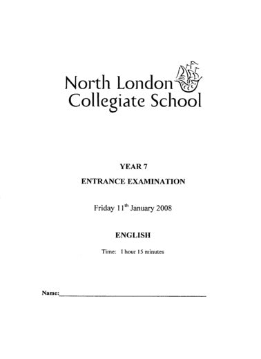 North London Collegiate School: 11+ English (2008)