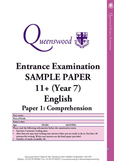 Queenswood School: 11+ English  [Version: 2]