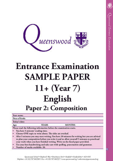 Queenswood School: 11+ English  [Version: 3]