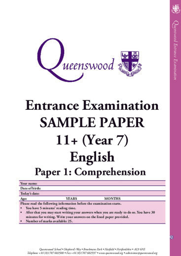 Queenswood School: 11+ English  [Version: 1]