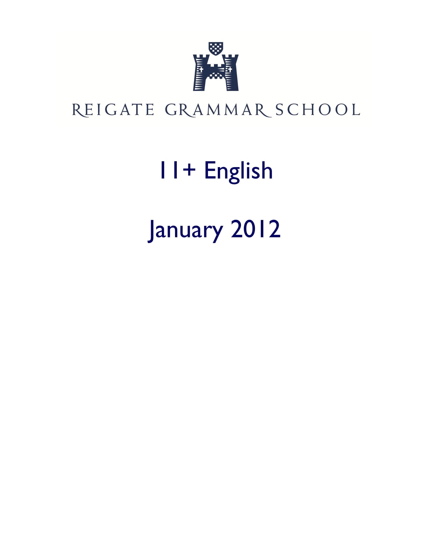 Reigate Grammar School: 11+ English (2012)