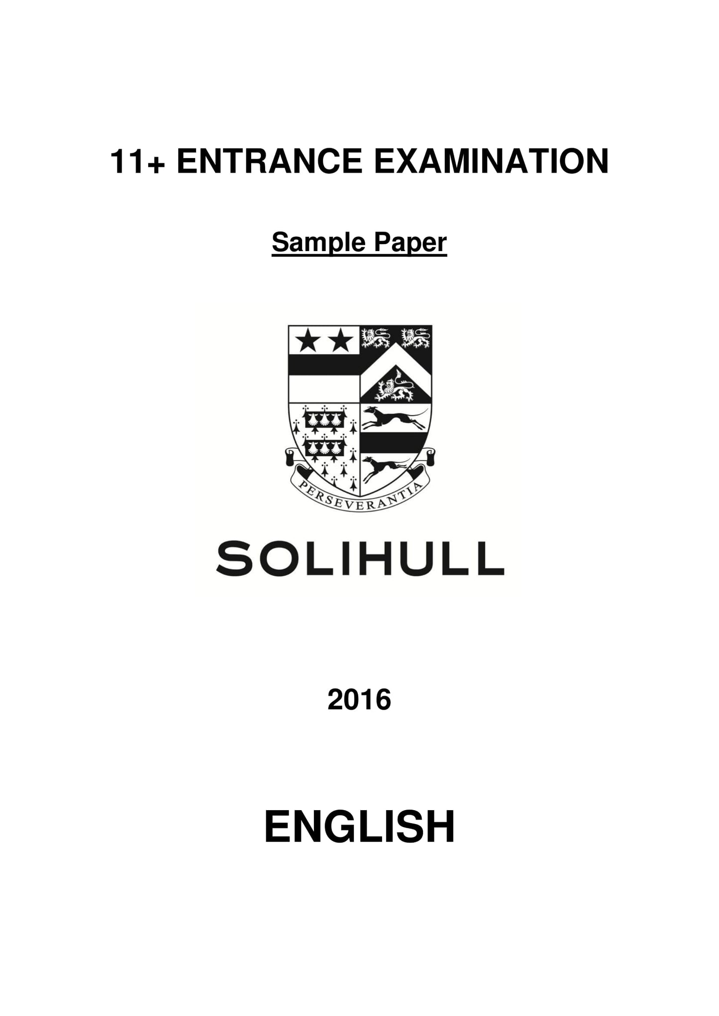 Solihull School: 11+ English  [Version: 2016]