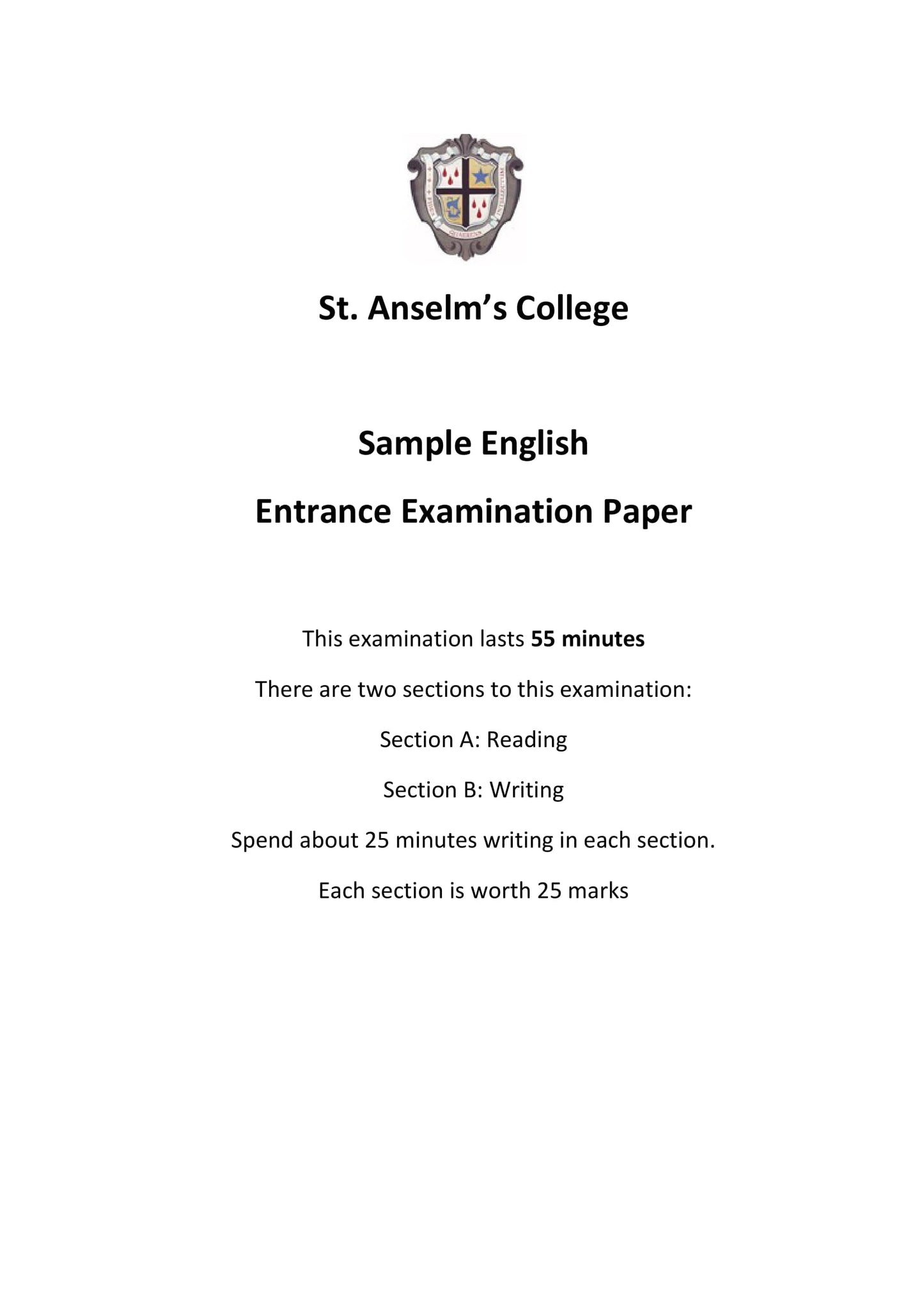 St. Anselm's College: 11+ English [Version: 1]