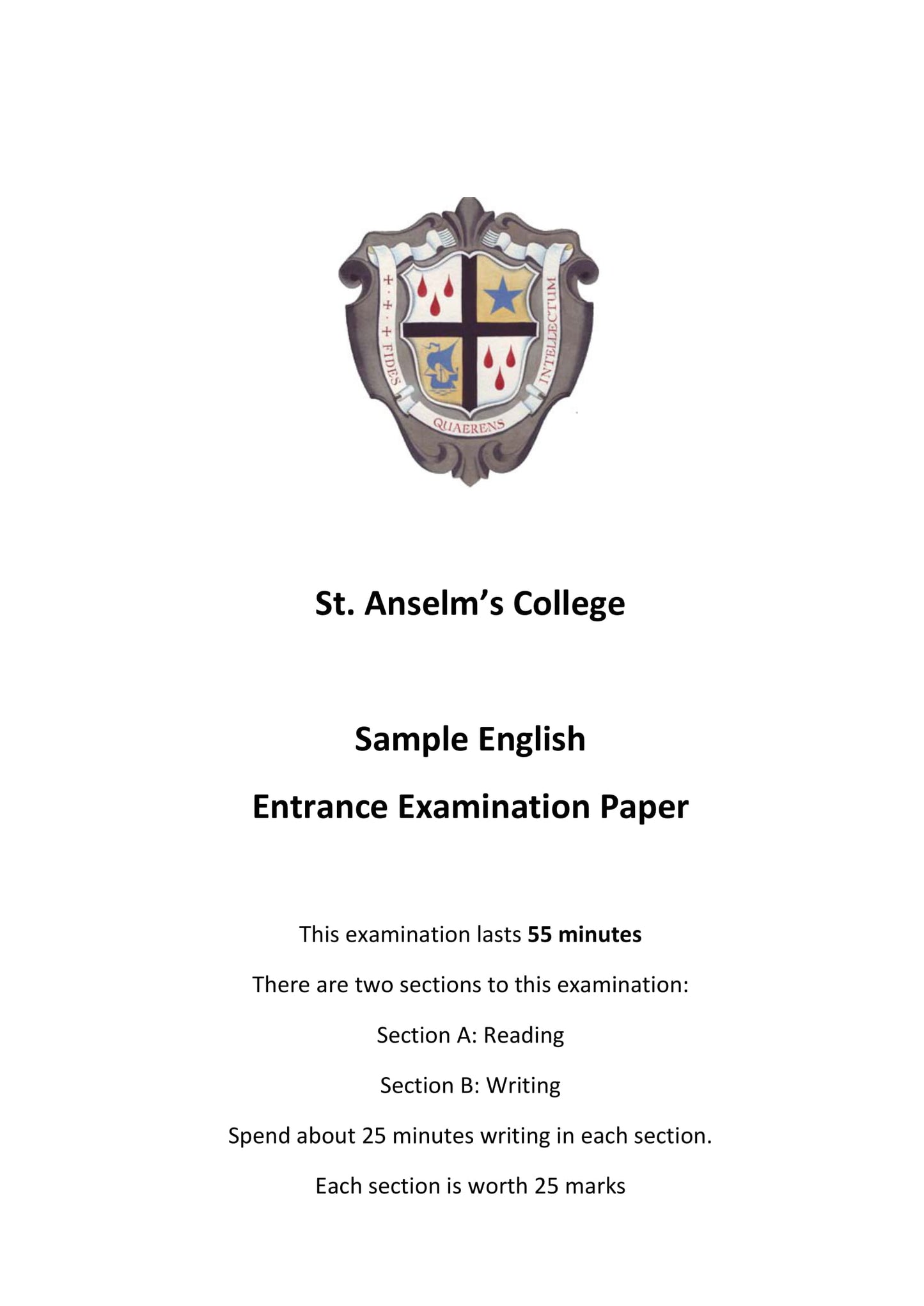 St. Anselm's College: 11+ English [Sample] [Version: 1]