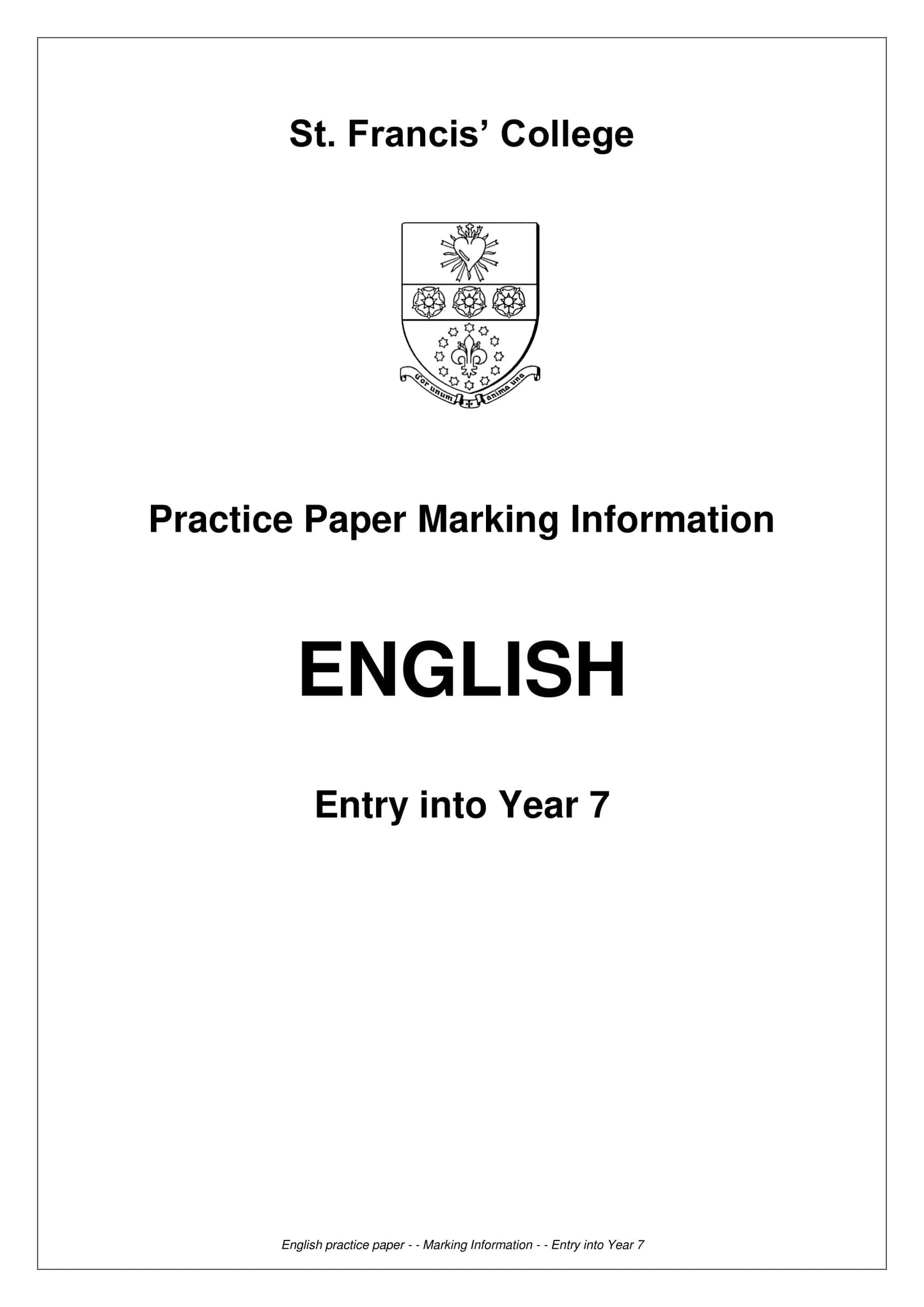 St. Francis' College: 11+ English [Marking notes]