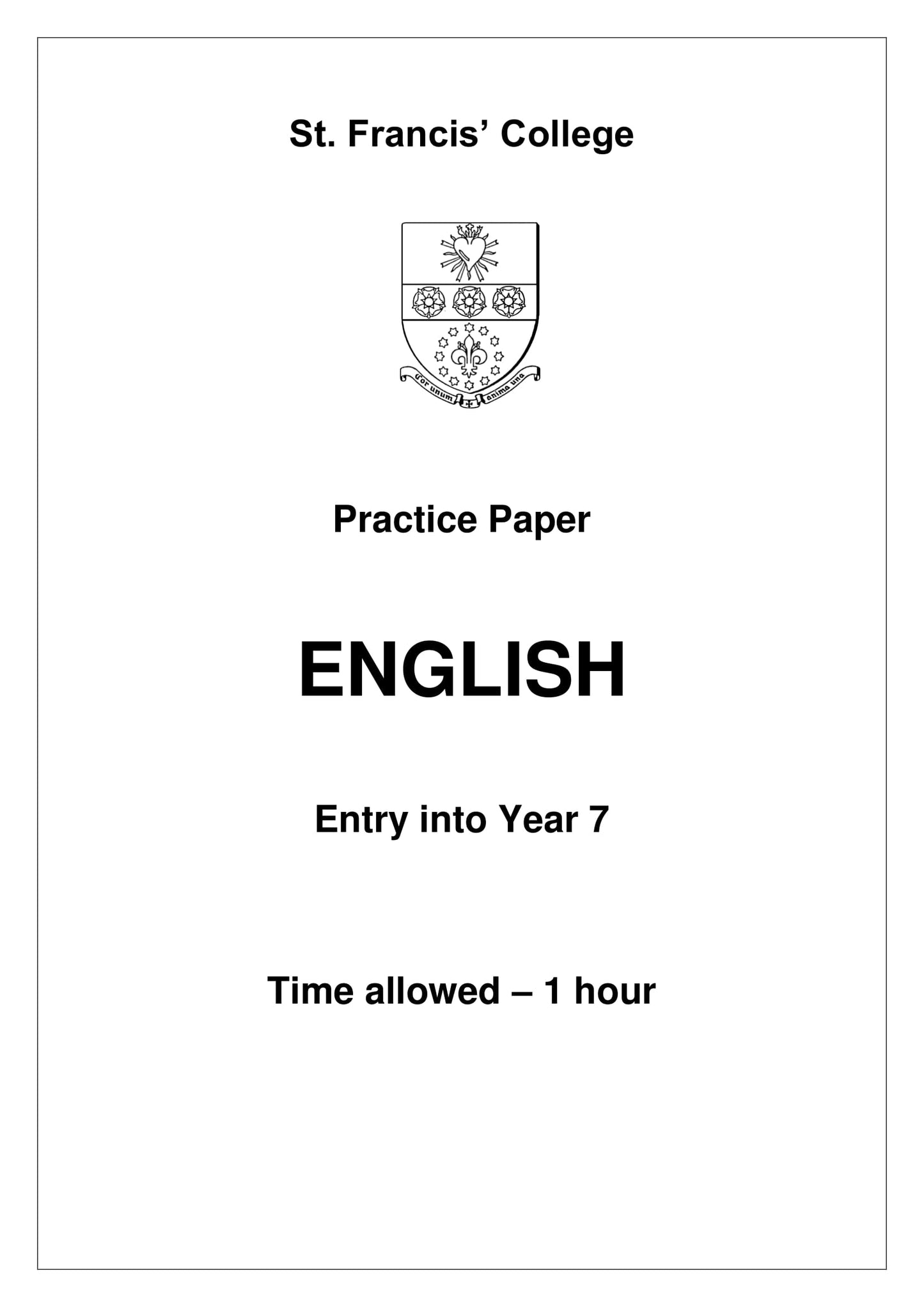 St. Francis' College: 11+ English  [Version: 1]