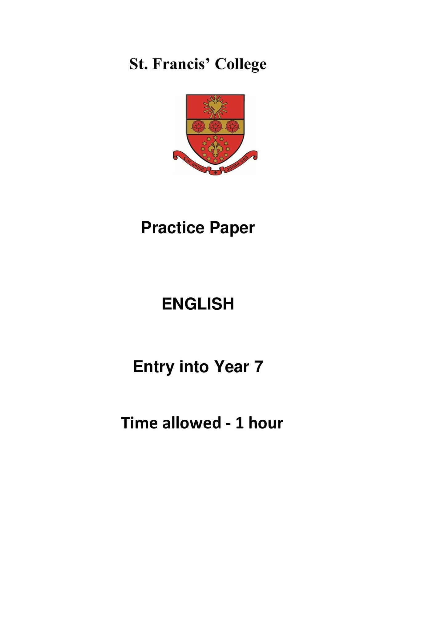 St. Francis' College: 11+ English  [Version: 2]