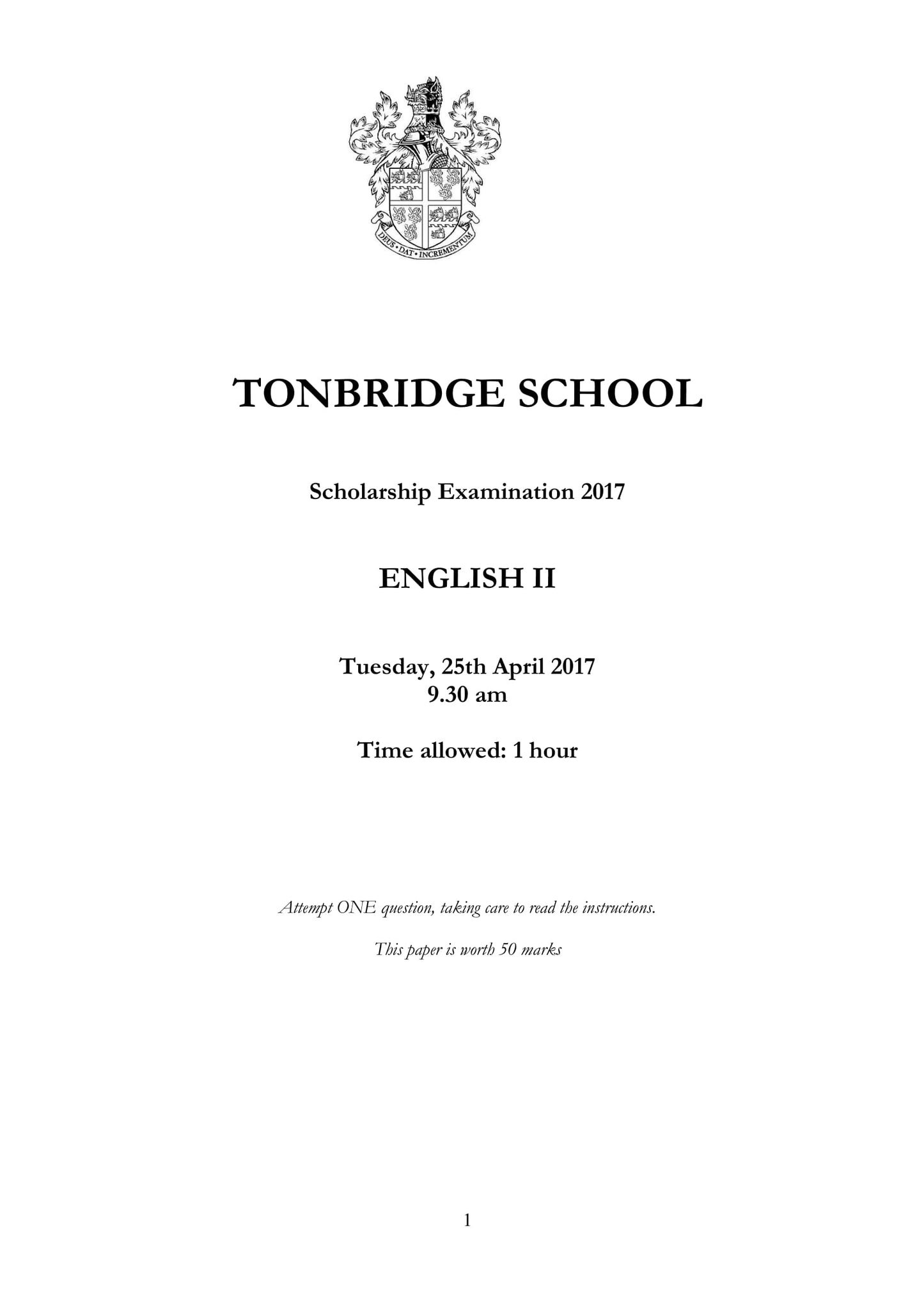 Tonbridge School: 11+ English (2017)