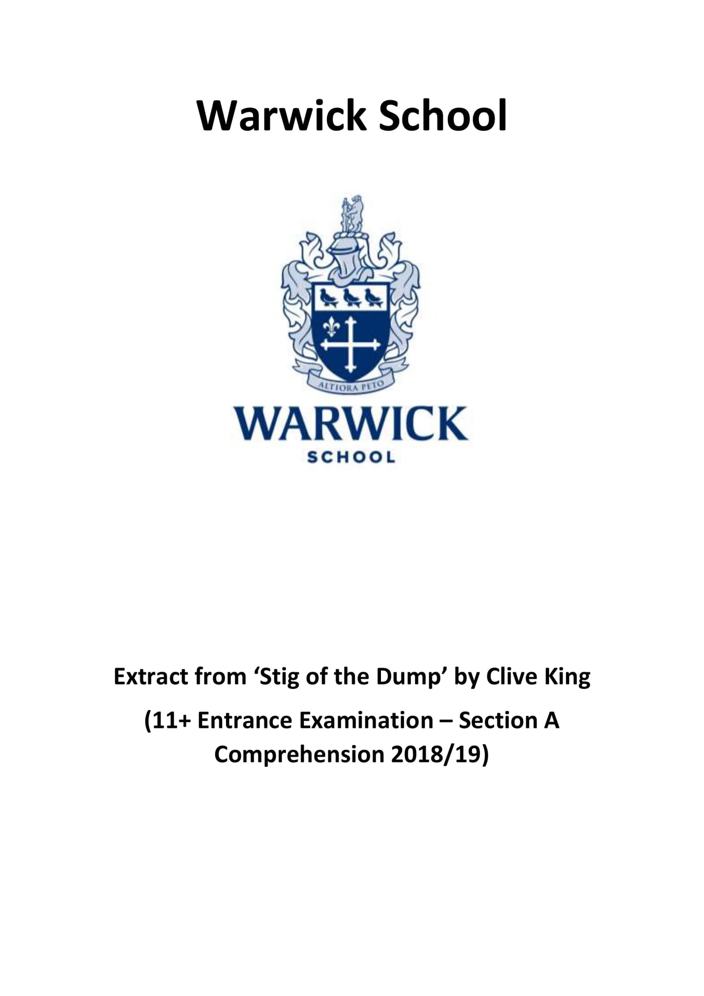 Warwick School: 11+ English (2019) [Version: 1]