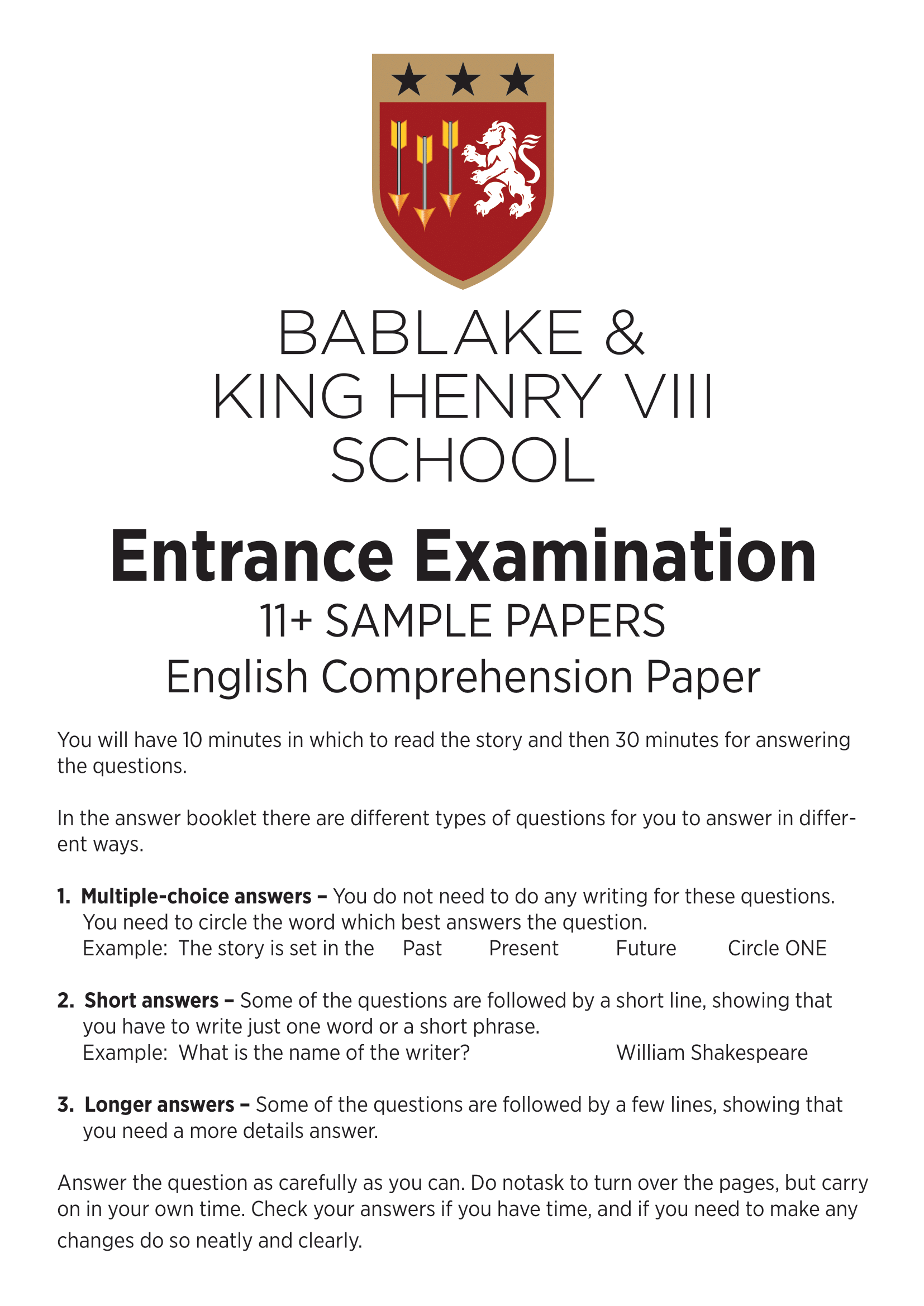 101 English 11+ Papers