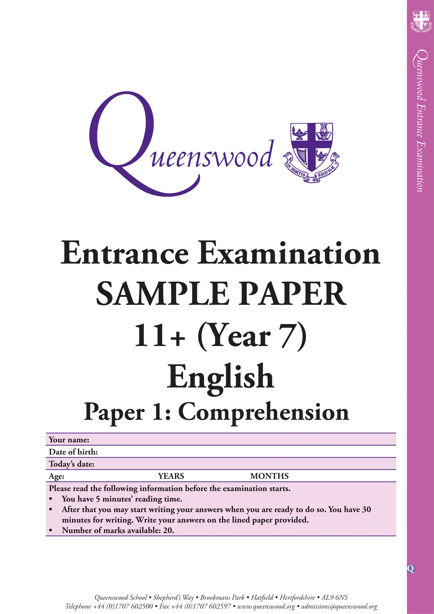 181 English 11+ Papers