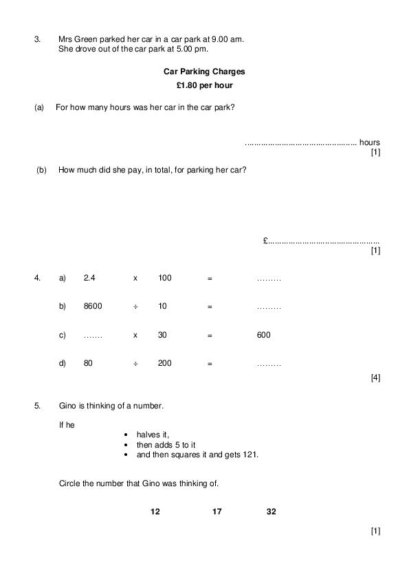 Aldenham School: 11+ Maths  [Version: 2] [2]