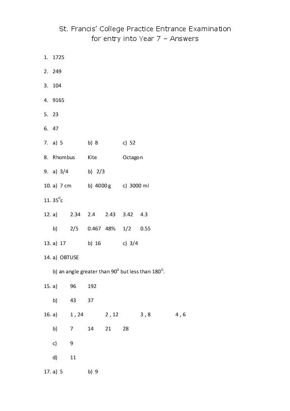 St. Francis' College: 11+ Maths [6]