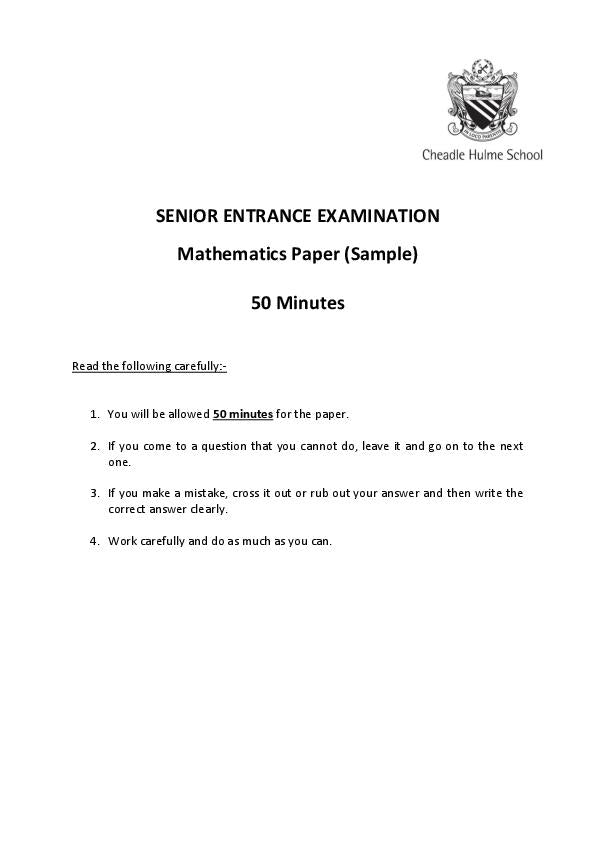 Cheadle Hulme School: 11+ Maths [17]