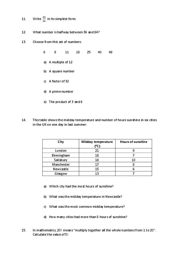 Cheadle Hulme School: 11+ Maths [17]