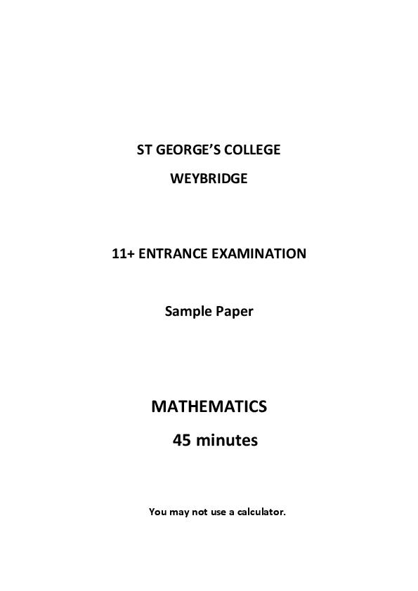 St George's College: 11+ Maths [35]