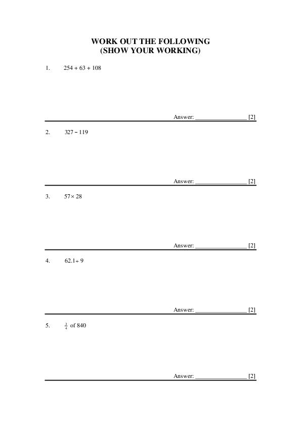 Dulwich College: 11+ Maths  [Version: 7]  [58]
