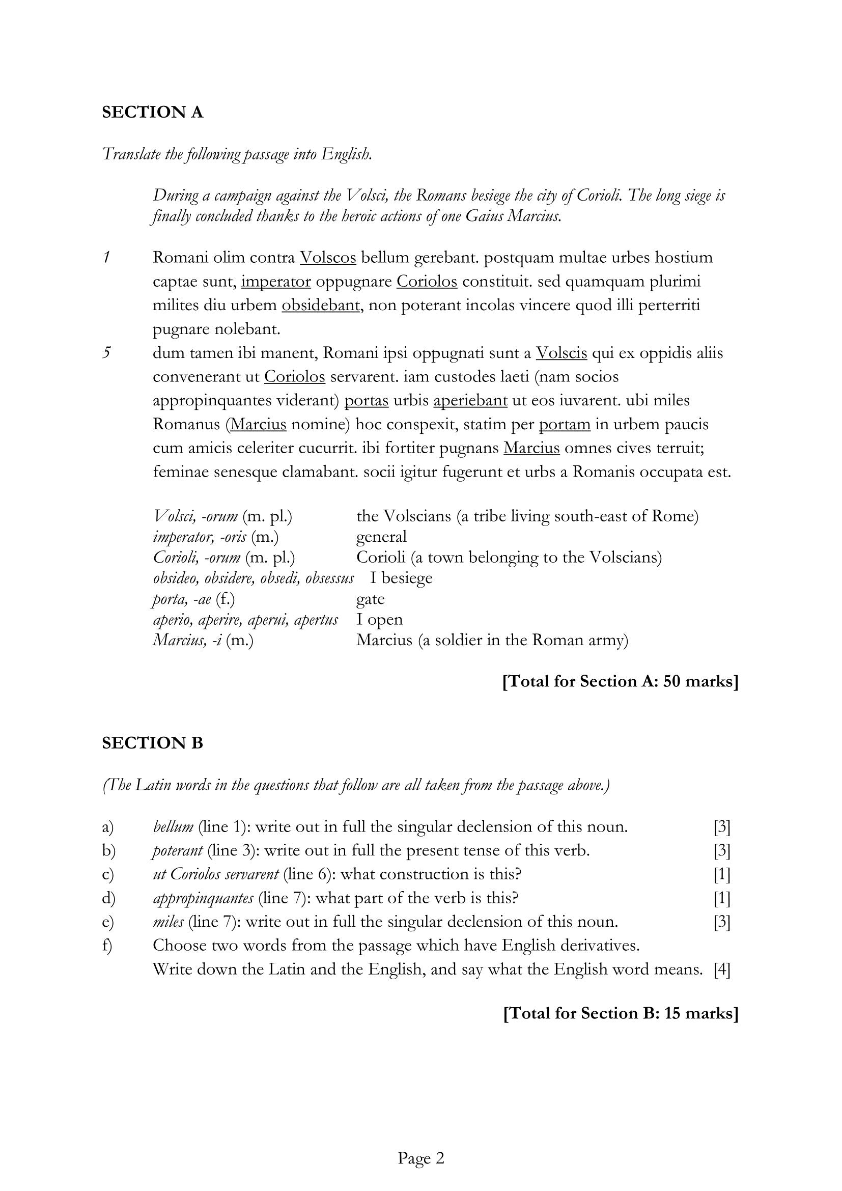 Tonbridge School: 11+ Latin (2016) [Version: 1]