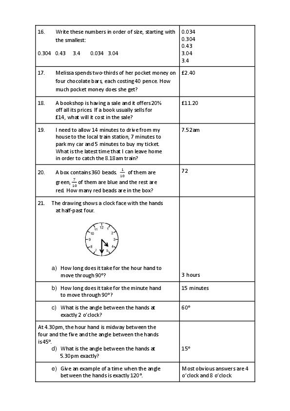 Cheadle Hulme School: 11+ Maths Marking Scheme [139]