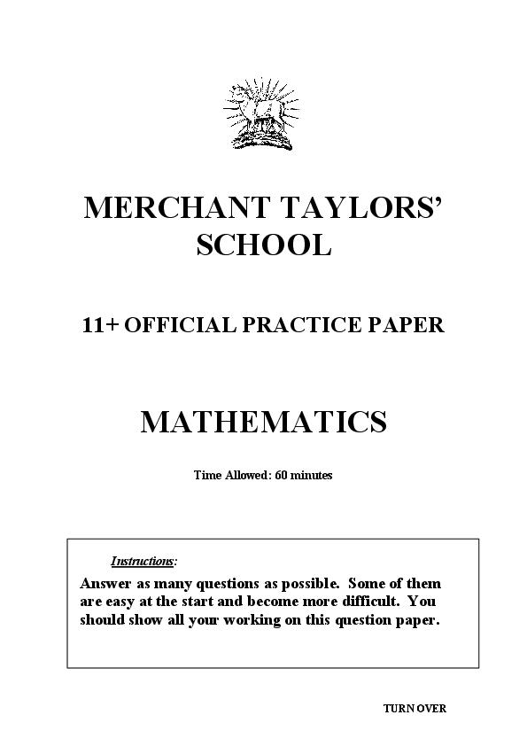 Merchant Taylors' School: 11+ Maths  [174]