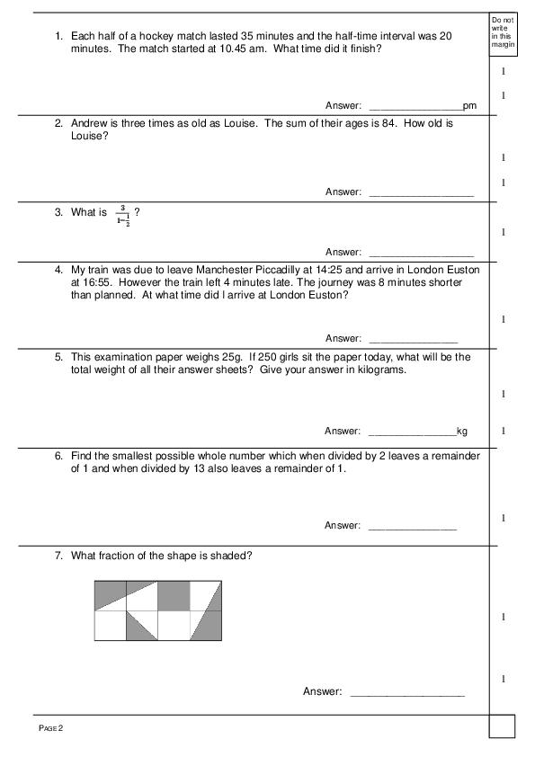 Withington Girls' School: 11+ Maths (2013) [194]
