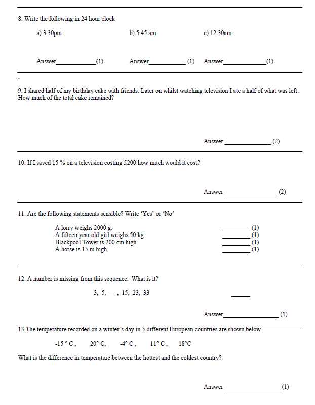 Immanuel College: 11+ Maths  [203]