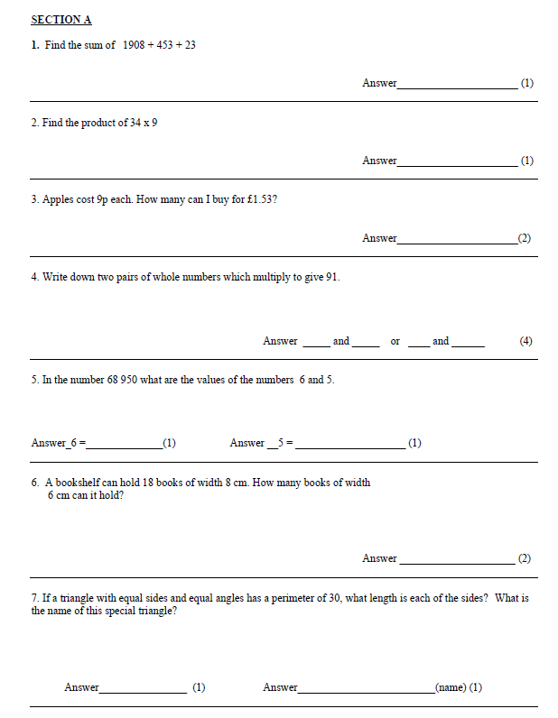 Immanuel College: 11+ Maths  [203]