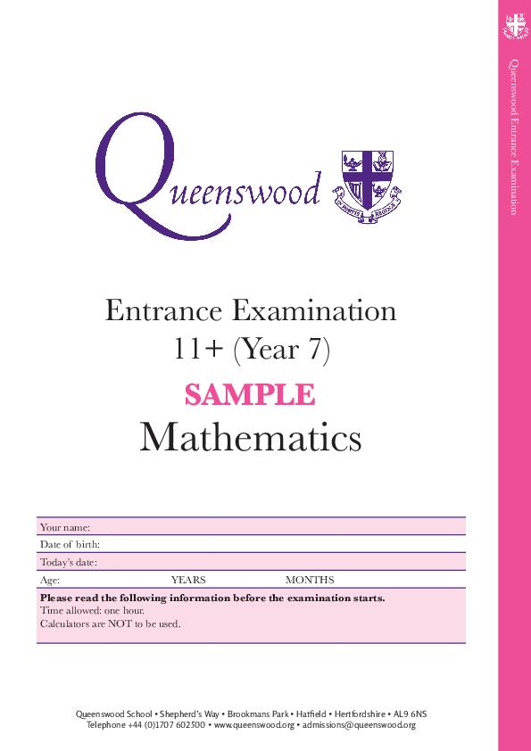 Queenswood School: 11+ Maths (2021) [209]