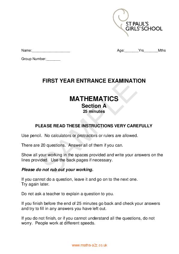 St Paul's Girls School: 11+ Maths  [226]
