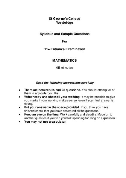 St George's College, Weybridge: 11+ Maths  [266]