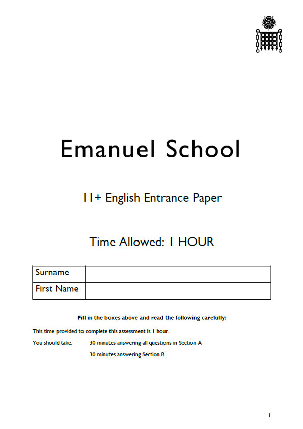Emanuel School: 11+ English  [Version: 2]