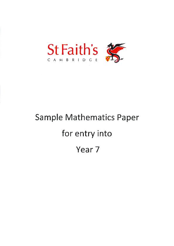St Faith's Cambridge: 11+ Maths [306]