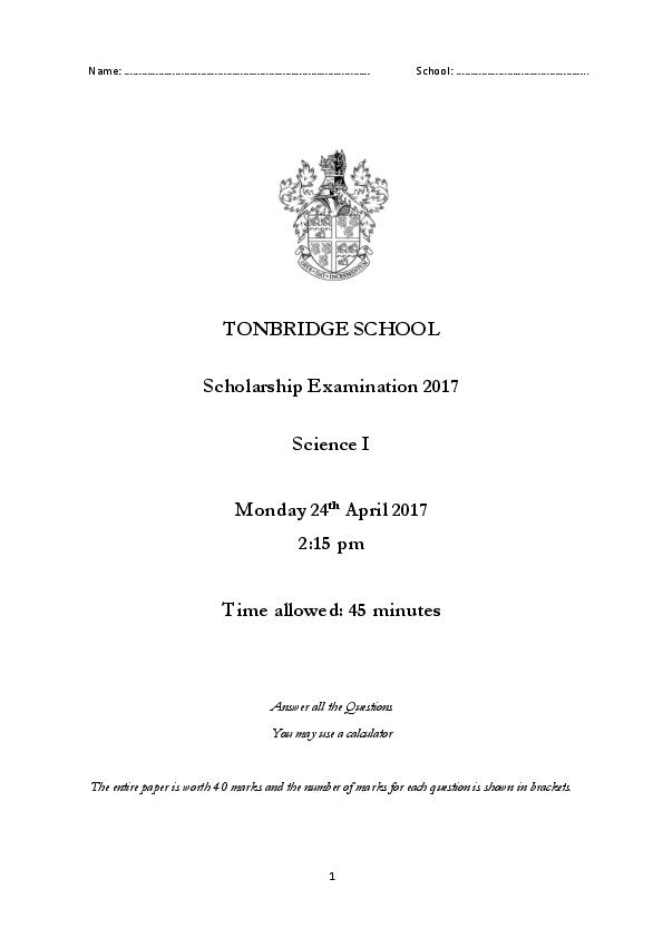 Tonbridge School: 11+ Science (2017) [336]