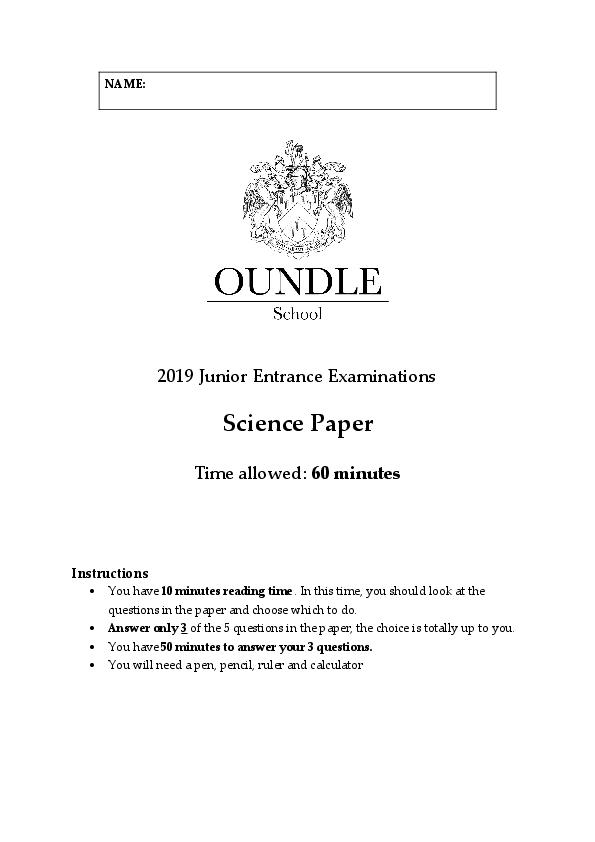 Oundle School: 11+ Science (2019) [342]