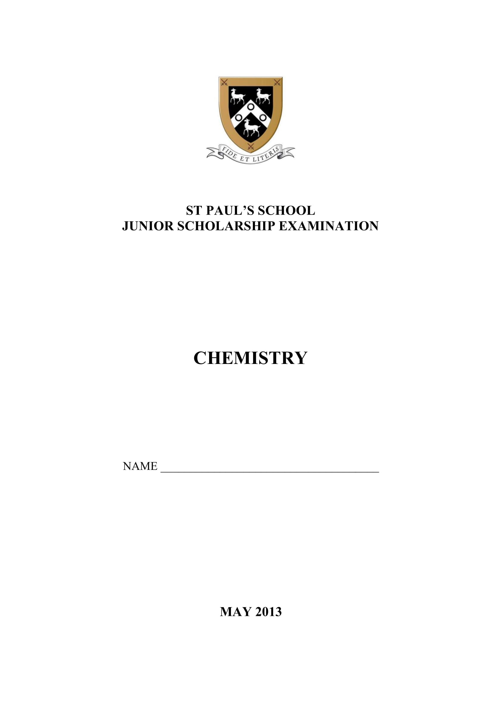 St Paul's School: 11+ Chemistry (2013)