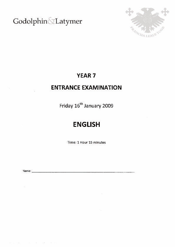 Godolphin & Latymer: 11+ English