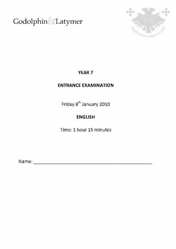 Godolphin & Latymer: 11+ English