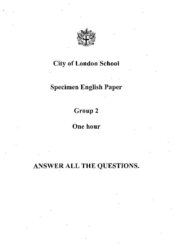 City of London School: 11+ English  [Version: 2]