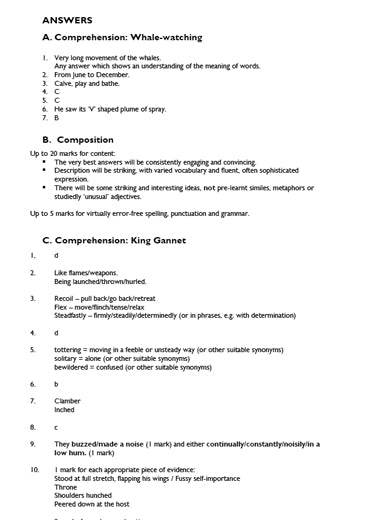 James Allen's Girls School: 11+ English [Marking Scheme]