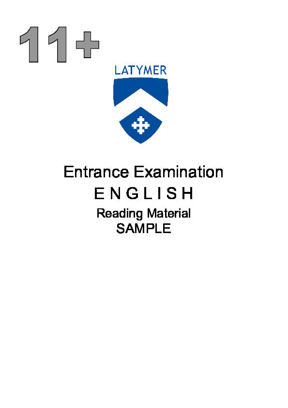 Latymer Upper School: 11+ English  [Version: 2014]
