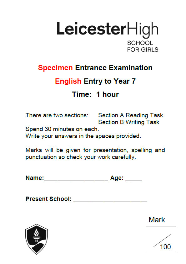 Leicester High School for Girls: 11+ English  [Version: 1]