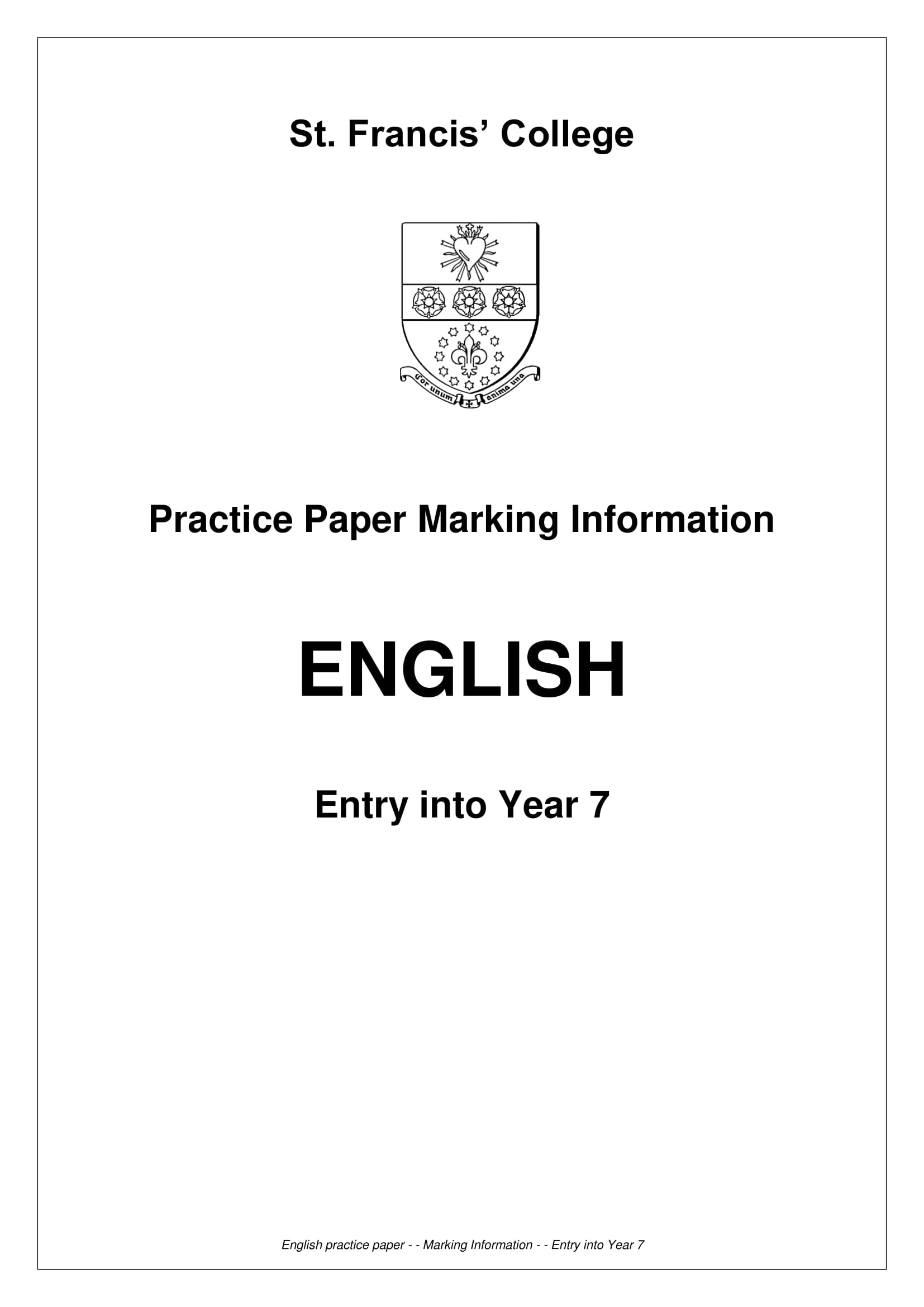 St. Francis' College: 11+ English [Marking notes]