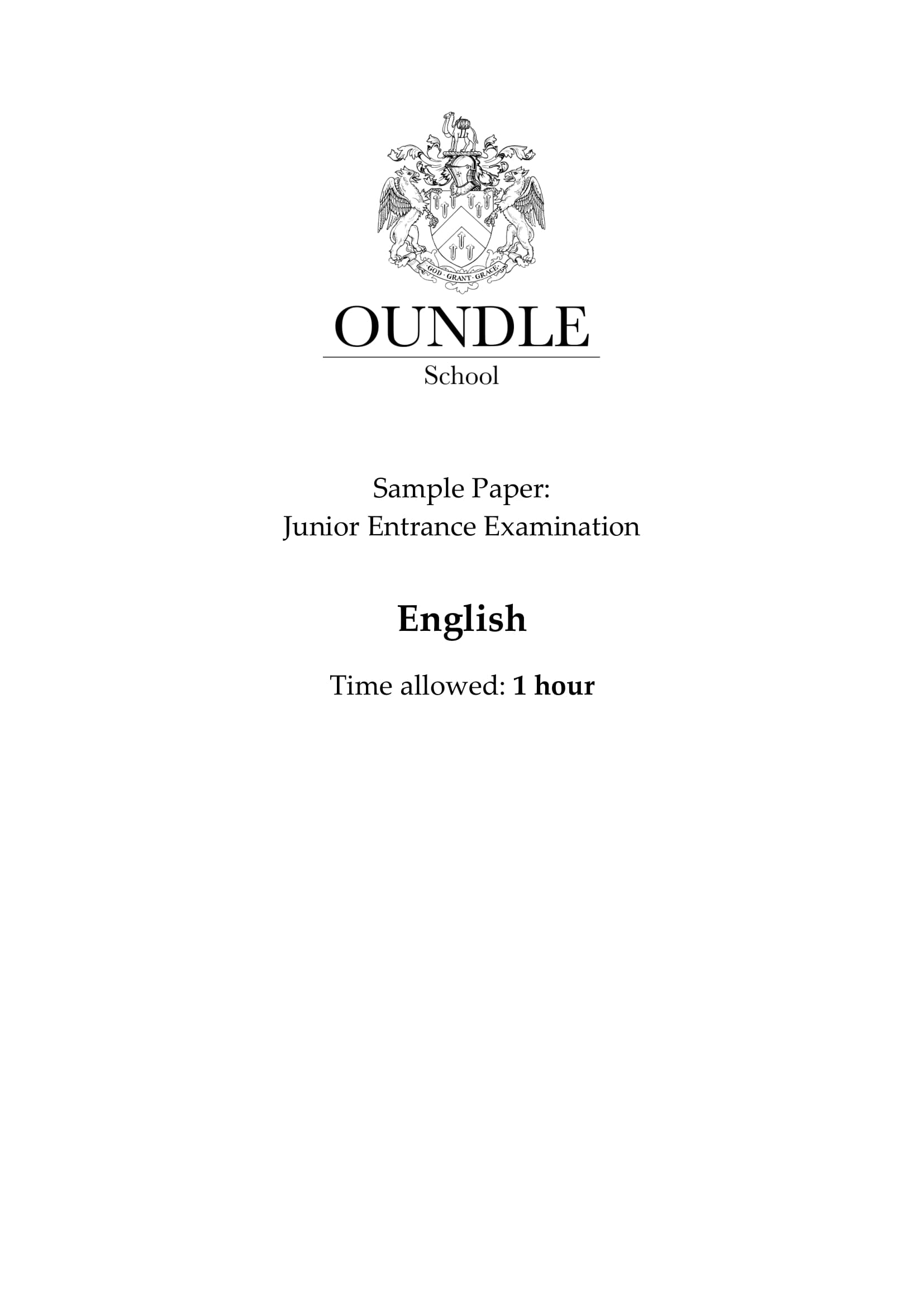 Oundle School: 11+ English  [Version: 2014]