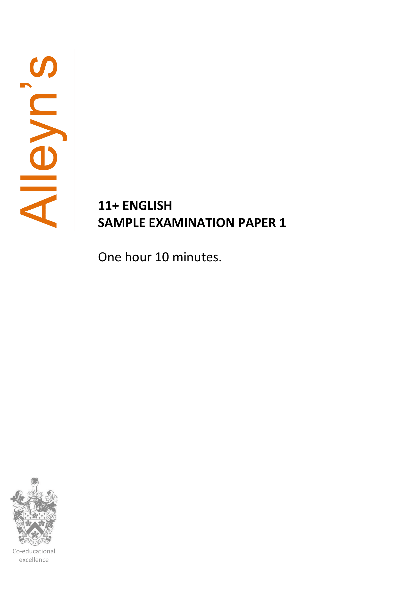 Alleyn's School: 11+ English  [Version: 1]