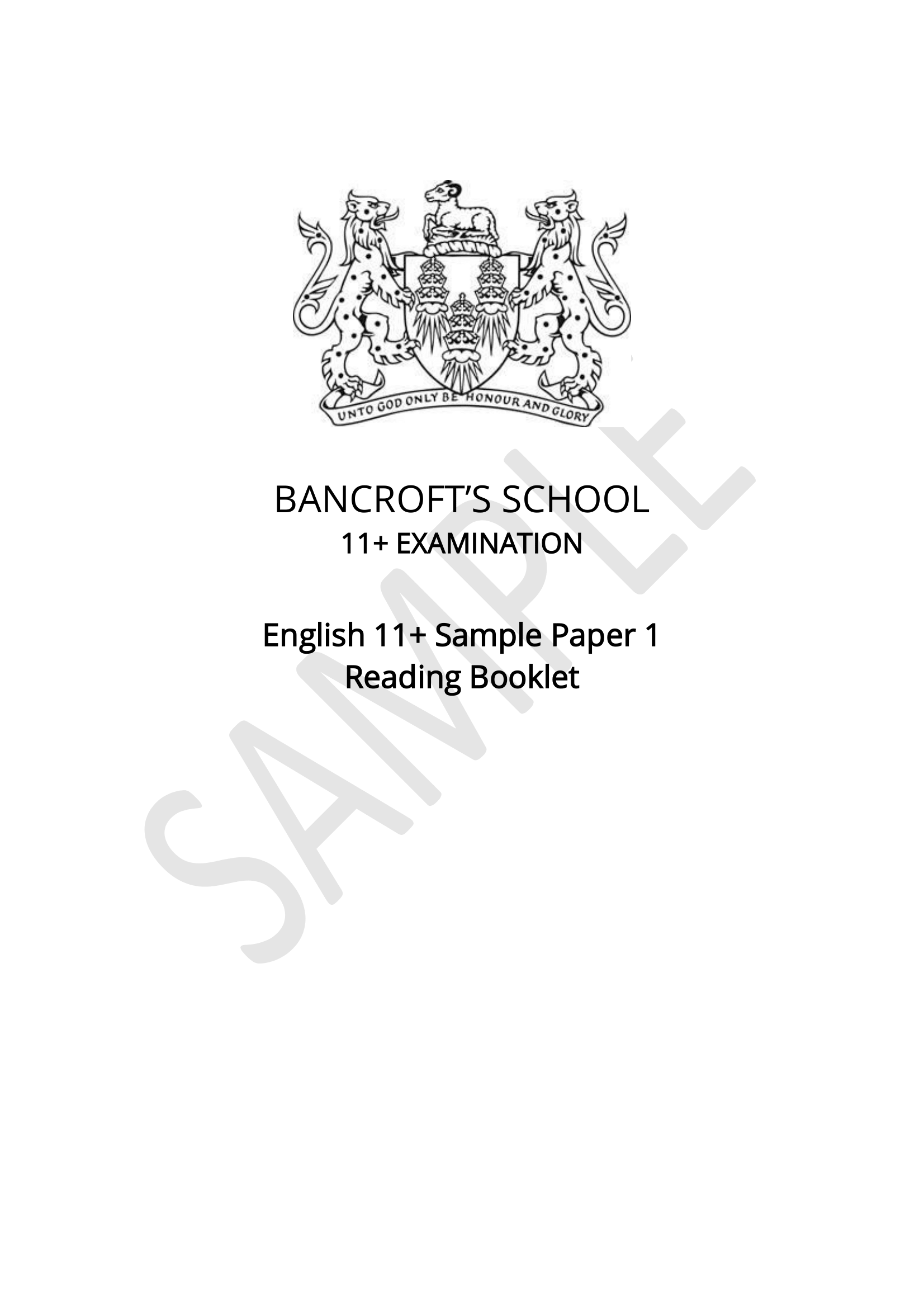 Bancroft's School: 11+ English  [Version: 3]