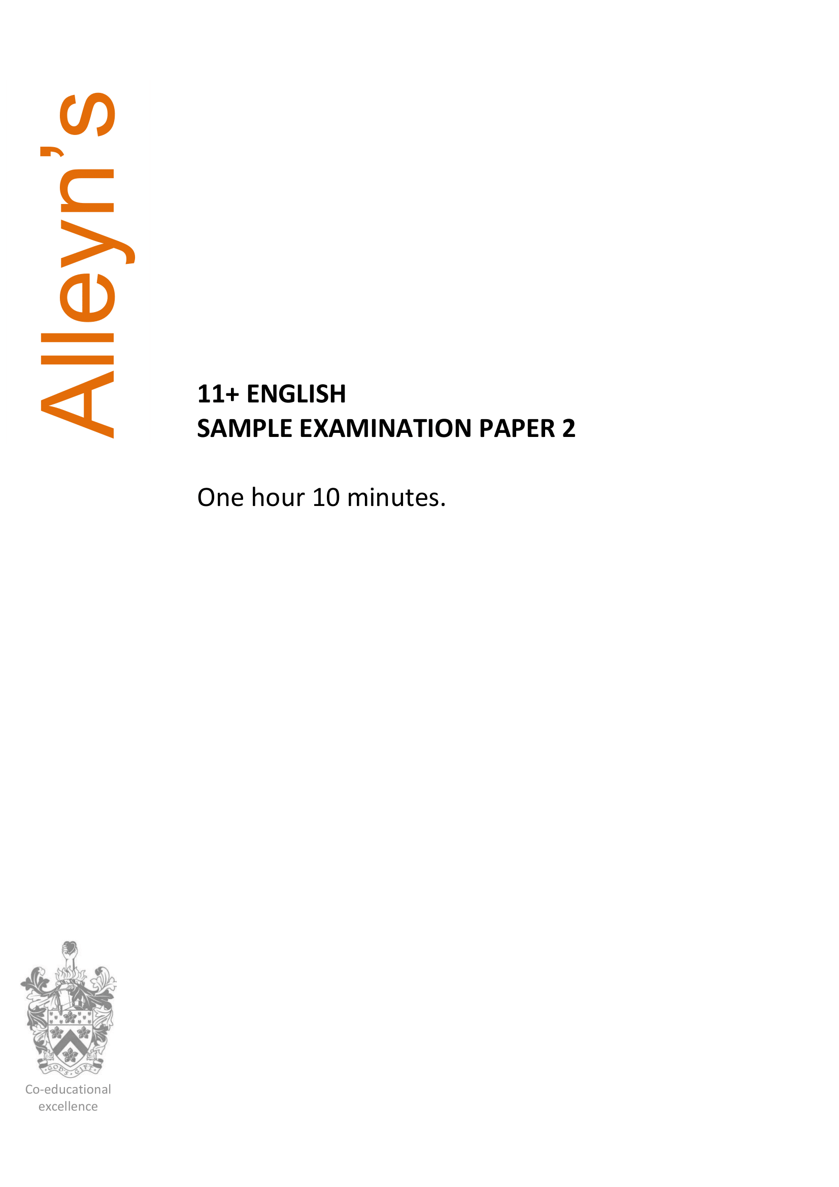 Alleyn's School: 11+ English  [Version: 4]